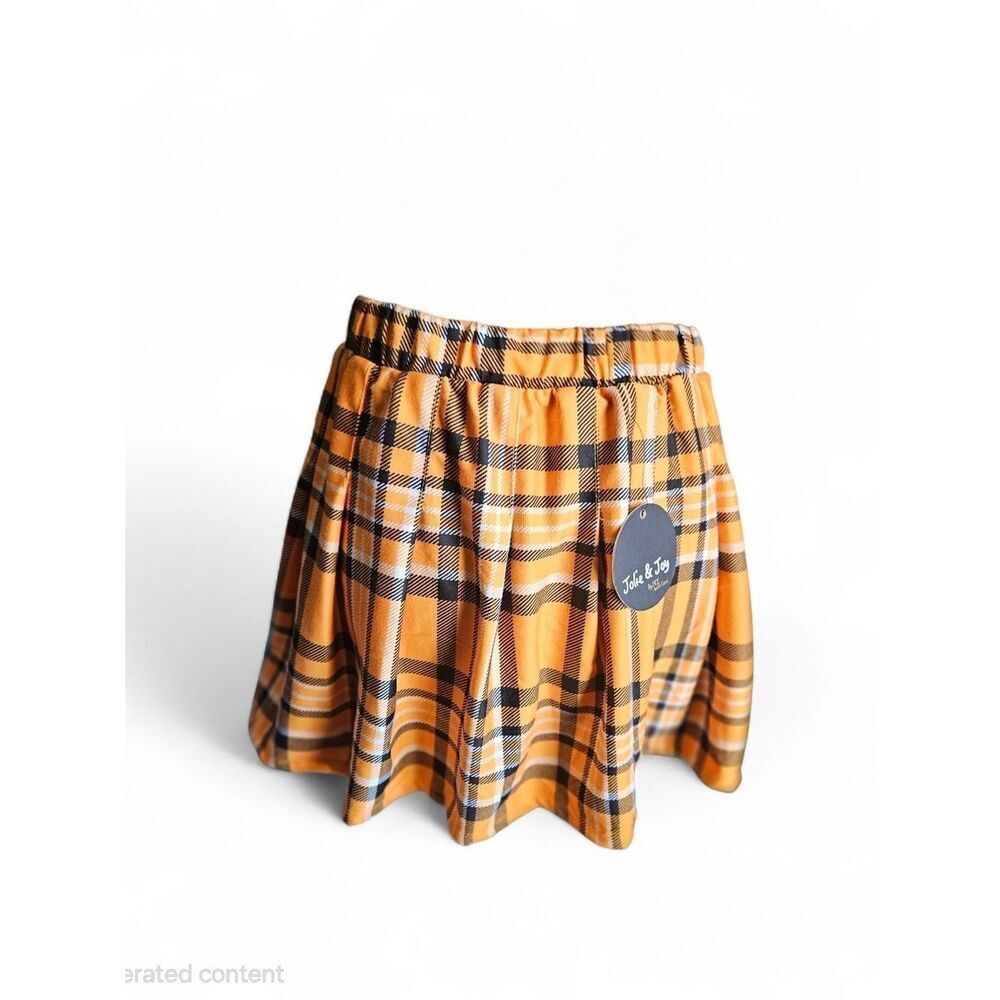 Jolie & Joy Orange Plaid Mini Skirt A-Line Elastic Waist Preppy Plaid Size M